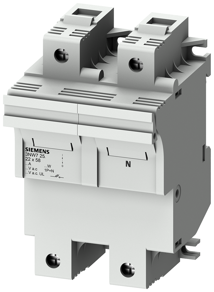Siemens 3NW7251 SİLİNDİRİK SİGORTA YUVASI (KARTUŞ SİGORTA YUVASI); 22X58mm; 1+N KUTUP; 100 A