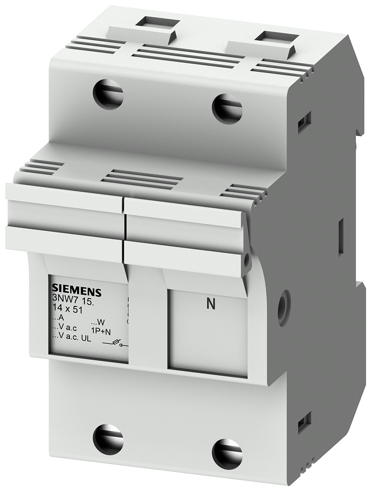 Siemens 3NW7151 SİLİNDİRİK SİGORTA YUVASI (KARTUŞ SİGORTA YUVASI); 14X51mm; 1+N KUTUP; 50 A