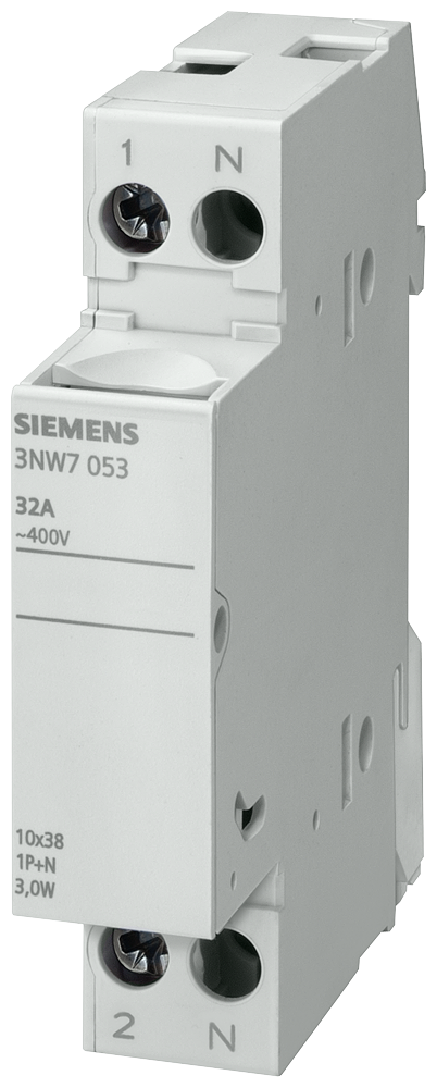 Siemens 3NW7053 SİLİNDİRİK SİGORTA YUVASI (KARTUŞ SİGORTA YUVASI); 10X38mm; 1+N KUTUP; 32 A