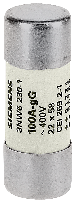 Siemens 3NW6222-1 SİLİNDİRİK SİGORTA (KARTUŞ SİGORTA); 22X58mm; 63 A