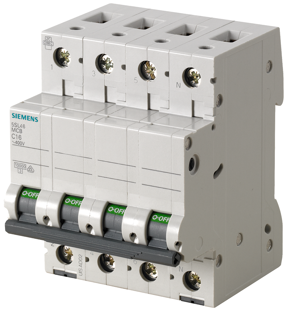 Siemens 5SL4606-7 6A; 3+N; 70mm OTOMAT; ANAHTARLI OTOMATİK SİGORTA; 10kA; C TİPİ; YAVAŞ KARAKTERLİ