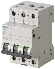 Siemens 5SL4340-7 40A; 3 FAZLI; 70mm OTOMAT; ANAHTARLI OTOMATİK SİGORTA; 10kA; C TİPİ; YAVAŞ KARAKTERLİ