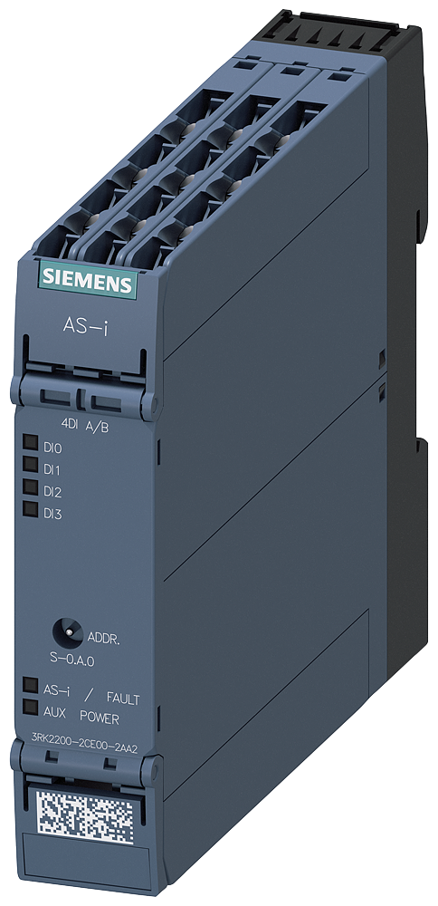 Siemens 3RK2200-2CE00-2AA2 AS-I Pano İçi  Slave Modül,22,5mm, IP 20,4DI / 3-Kablolu Bağlantı / Vidalı bağlantı