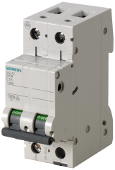 Siemens 5SL4216-7 16A; 2 FAZLI; 70mm OTOMAT; ANAHTARLI OTOMATİK SİGORTA; 10kA; C TİPİ; YAVAŞ KARAKTERLİ