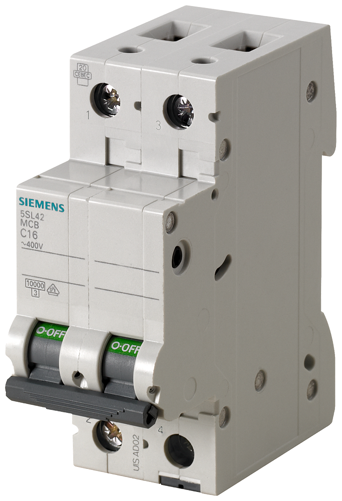 Siemens 5SL4215-7 1;6A; 2 FAZLI; 70mm OTOMAT; ANAHTARLI OTOMATİK SİGORTA; 10kA; C TİPİ; YAVAŞ KARAKTERLİ