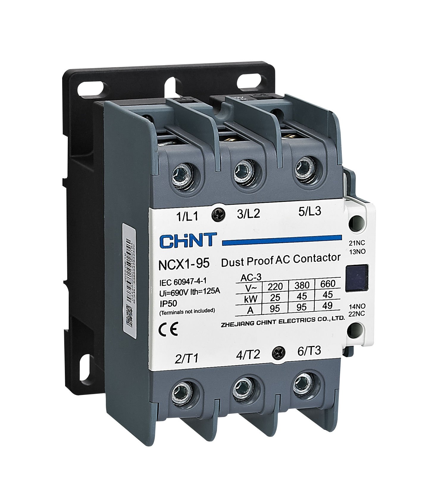 Chint (400397) NCX1-18 7,5 kW / 50Hz / 220VAC Bobinli 1NA + 1NK Yardımcı Kontaklı 3 Kutuplu IP50 Korumalı Kontaktör