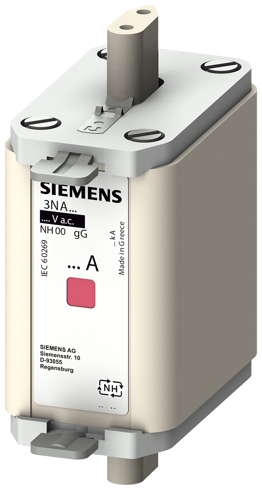 Siemens 3NA6836 STEATİT(SERAMİK) GÖVDELİ NH-BIÇAKLI SİGORTA BUŞONU; 160A; BOY 00; GENİŞLİK 30mm; İLAVE ÖN YÜZEY BAYRAK GÖSTERGELİ İZOLE KAPAKLI TİP