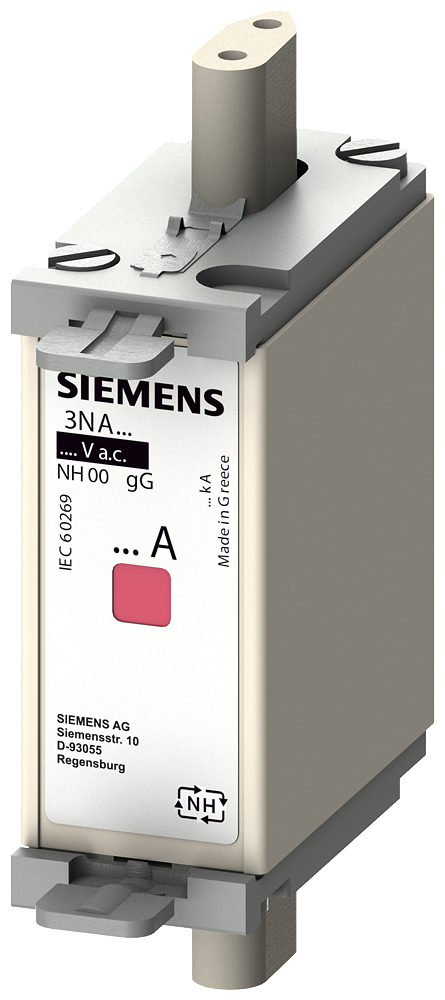 Siemens 3NA6801 STEATİT(SERAMİK) GÖVDELİ NH-BIÇAKLI SİGORTA BUŞONU; 6A; BOY 000; GENİŞLİK 21mm; İLAVE ÖN YÜZEY BAYRAK GÖSTERGELİ İZOLE KAPAKLI TİP
