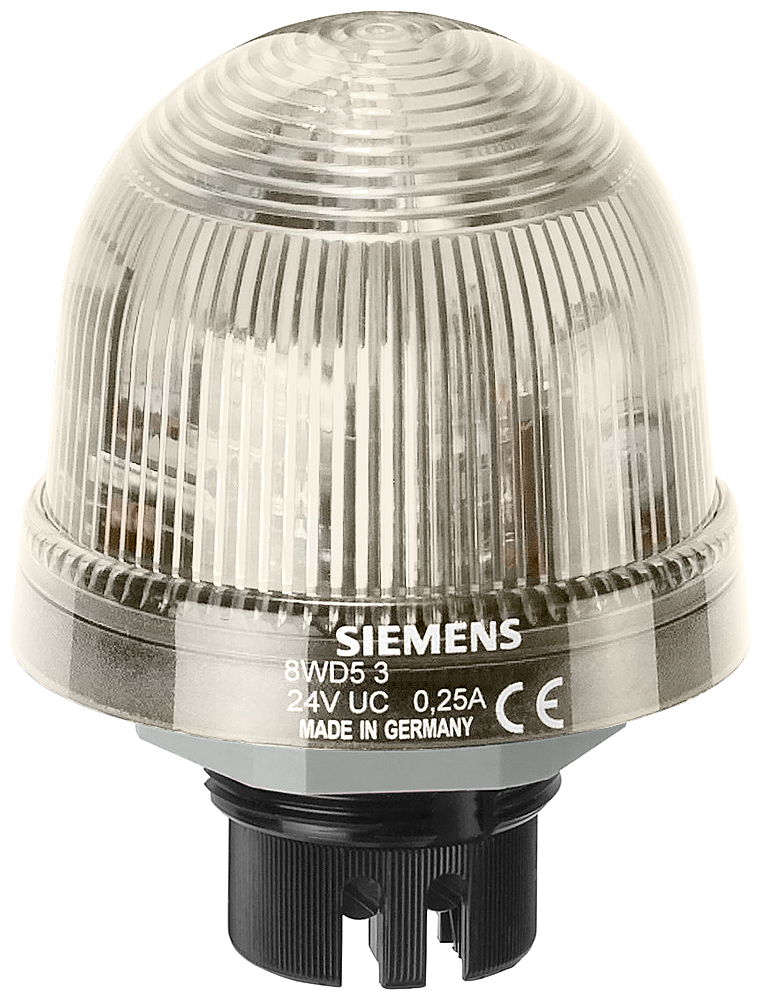 Siemens 8WD5300-1AE 8WD, BA15d Ampul/ LED Uyumlu (LED ya da Ampül Ayrı Sipariş Edilir) , Tekli Sinyal Elemanı , 12-230VAC-DC, IP 65, Kalıcı Işıklı,Şeffaf