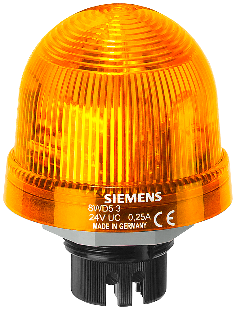 Siemens 8WD5300-1AD 8WD, BA15d Ampul/ LED Uyumlu (LED ya da Ampül Ayrı Sipariş Edilir) , Tekli Sinyal Elemanı , 12-230VAC-DC, IP 65, Kalıcı Işıklı, Sarı