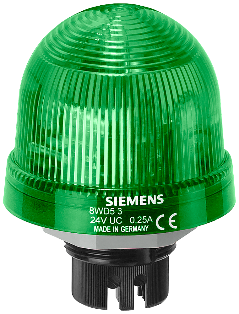 Siemens 8WD5300-1AC 8WD, BA15d Ampul/ LED Uyumlu (LED ya da Ampül Ayrı Sipariﬂ Edilir) , Tekli Sinyal Elemanı , 12-230VAC-DC, IP 65, Kalıcı Işıklı, Yeﬂil