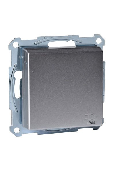 Schneider (MTN2314-0460) IP44 Kapaklı Topraklı Priz, çocuk korumalı, System-M, Alüminyum