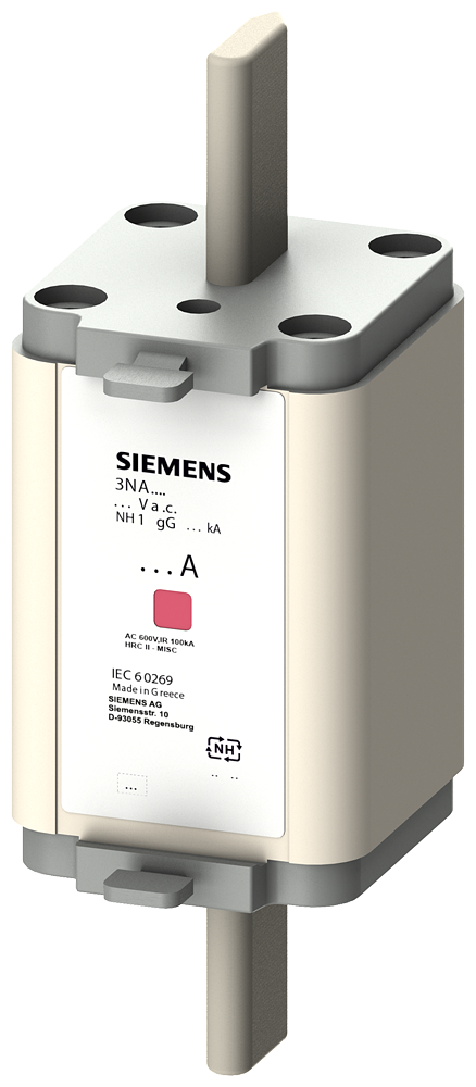 Siemens 3NA6124 STEATİT(SERAMİK) GÖVDELİ NH-BIÇAKLI SİGORTA BUŞONU; 80A; BOY 1; GENİŞLİK 30mm; İLAVE ÖN YÜZEY BAYRAK GÖSTERGELİ İZOLE KAPAKLI TİP