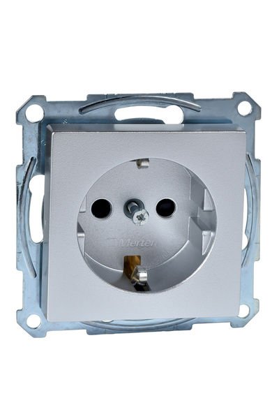 Schneider (MTN2300-0460) Topraklı Priz, çocuk korumalı, System-M, Alüminyum