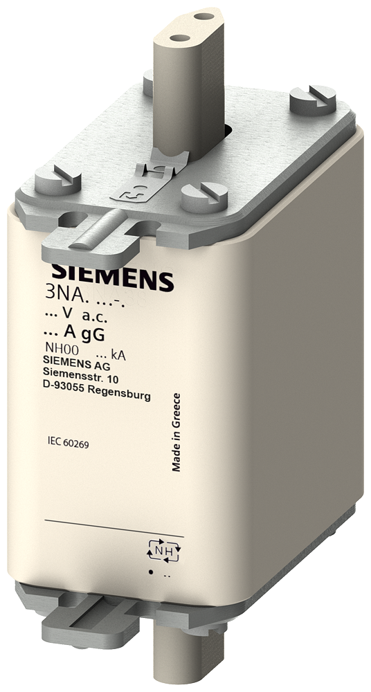 Siemens 3NA3832 STEATİT(SERAMİK) GÖVDELİ NH-BIÇAKLI SİGORTA BUŞONU; 125A; BOY 00; GENİŞLİK 30mm