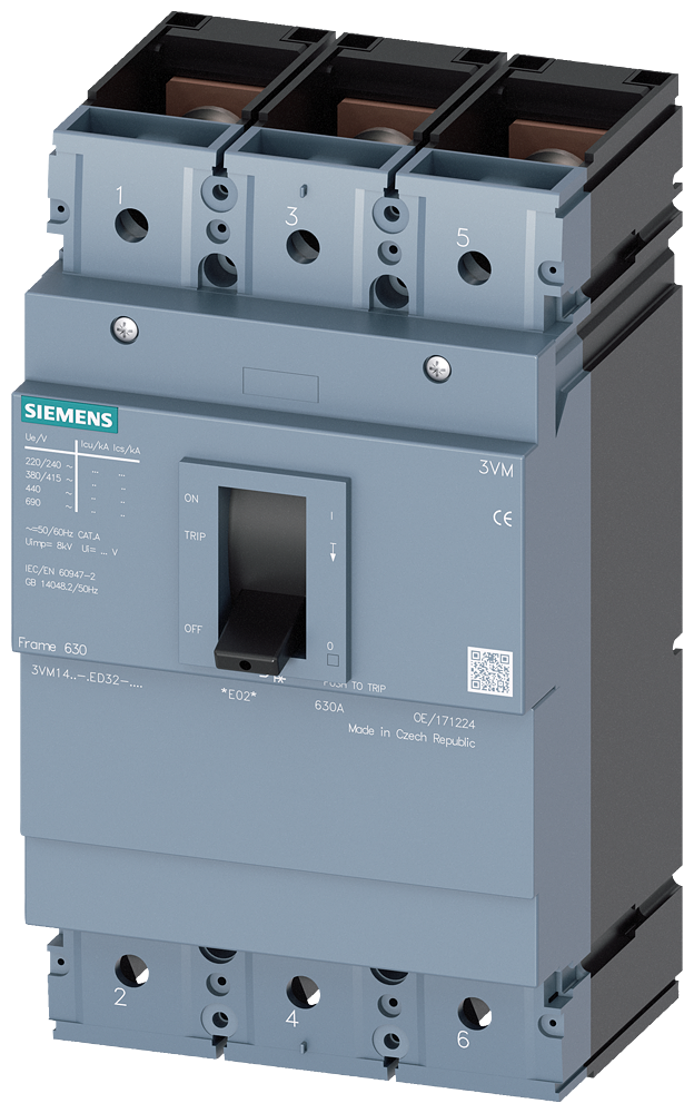 Siemens 3VM1450-4ED32-0AA0 SENTRON 3VM KOMPAKT TİP TERMİK MANYETİK GÜÇ ŞALTERİ; 3VM1; 36kA; 500A; SABİT TERMİK; SABİT MANYETİK; 3 KUTUPLU
