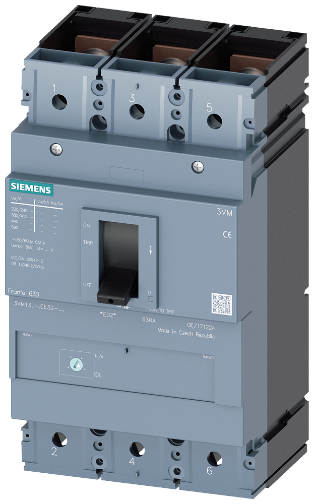 Siemens 3VM1340-4EE32-0AA0 SENTRON 3VM KOMPAKT TİP TERMİK MANYETİK GÜÇ ŞALTERİ; 3VM1; 36kA; 400A; AYARLI TERMİK; SABİT MANYETİK; 3 KUTUPLU