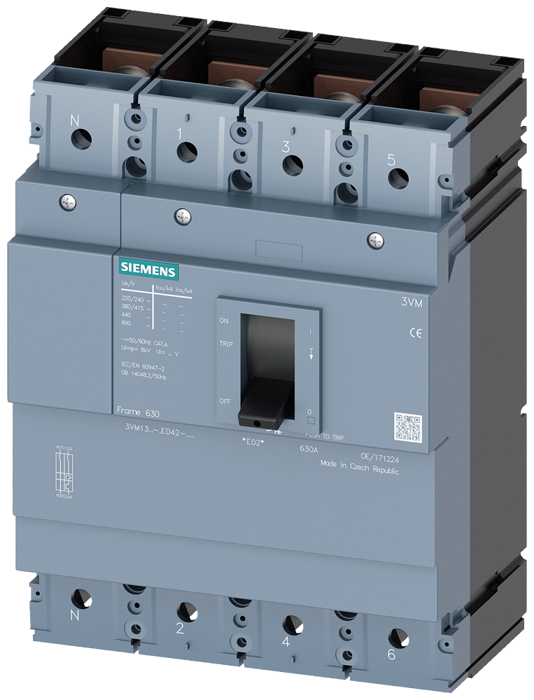 Siemens 3VM1332-4ED42-0AA0 SENTRON 3VM KOMPAKT TİP TERMİK MANYETİK GÜÇ ŞALTERİ; 3VM1; 36kA; 320A; SABİT TERMİK; SABİT MANYETİK; 4 KUTUPLU