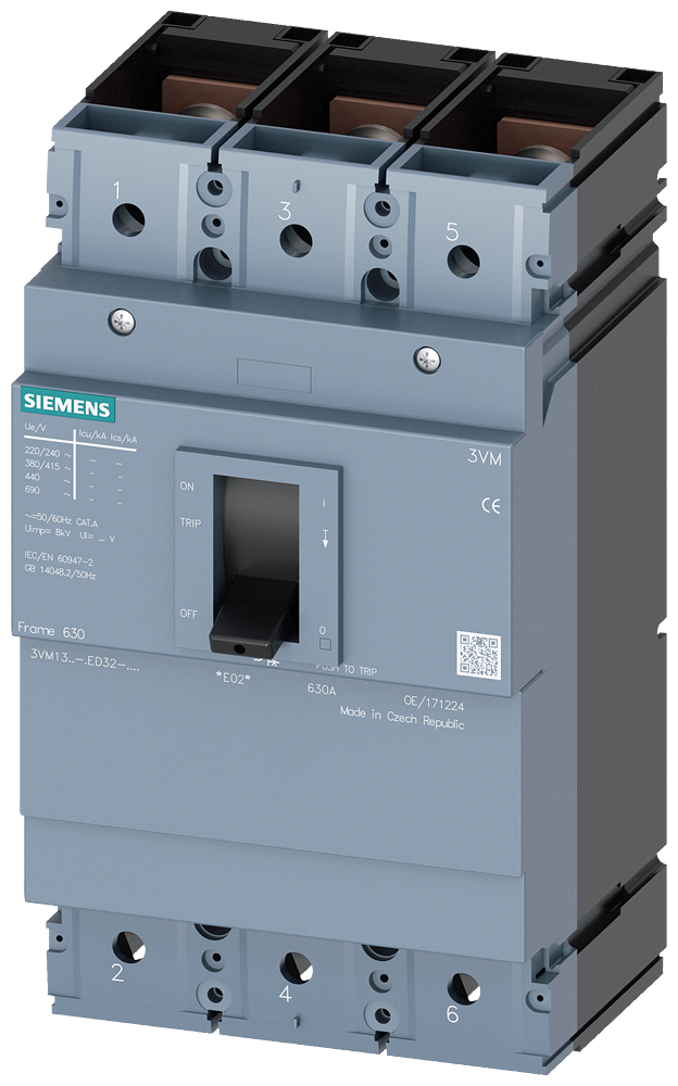 Siemens 3VM1332-4ED32-0AA0 SENTRON 3VM KOMPAKT TİP TERMİK MANYETİK GÜÇ ŞALTERİ; 3VM1; 36kA; 320A; SABİT TERMİK; SABİT MANYETİK; 3 KUTUPLU