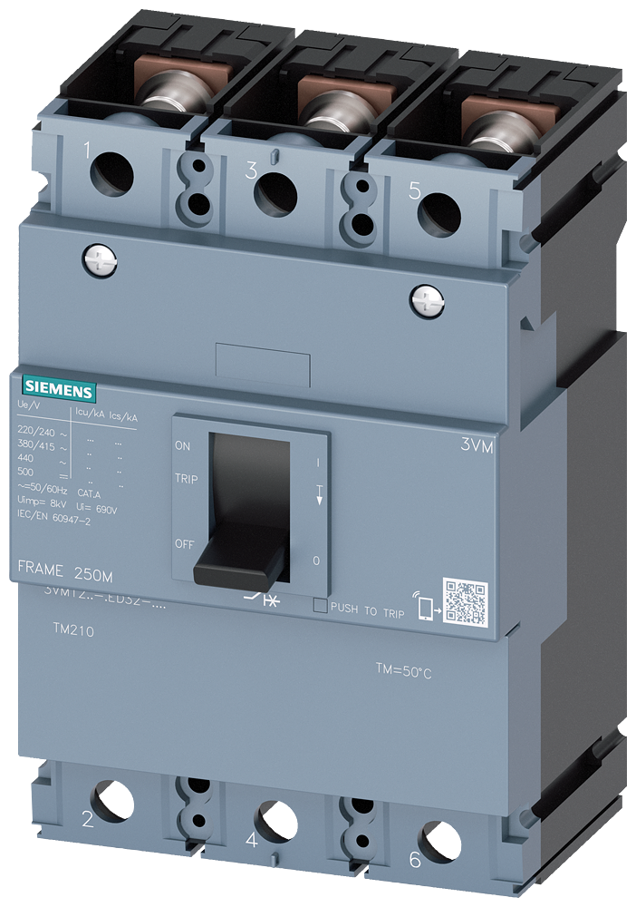 Siemens 3VM1225-4ED32-0AA0 SENTRON SERİSİ KOMPAKT TİP GÜÇ ŞALTERİ;3VM12, 36kA, 25A, TM210, FTFM, SABİT TERMİK SABİT MANYETİK, 3 KUTUPLU