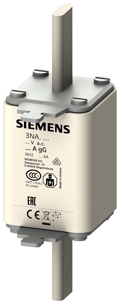 Siemens 3NA3244 STEATİT(SERAMİK) GÖVDELİ NH-BIÇAKLI SİGORTA BUŞONU; 250A; BOY 2; GENİŞLİK 47.2mm