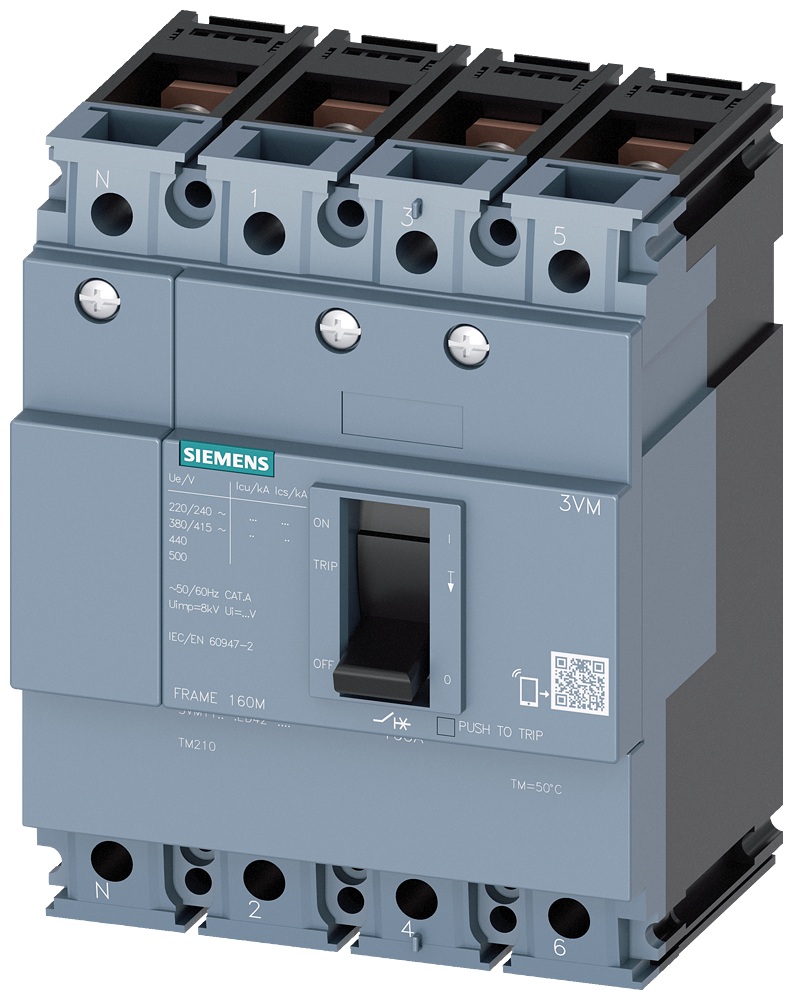 Siemens 3VM1116-3ED42-0AA0 SENTRON 3VM KOMPAKT TİP TERMİK MANYETİK GÜÇ ŞALTERİ; 3VM11; 25kA; SABİT TERMİK; SABİT MANYETİK; 160A; 4 KUTUPLU