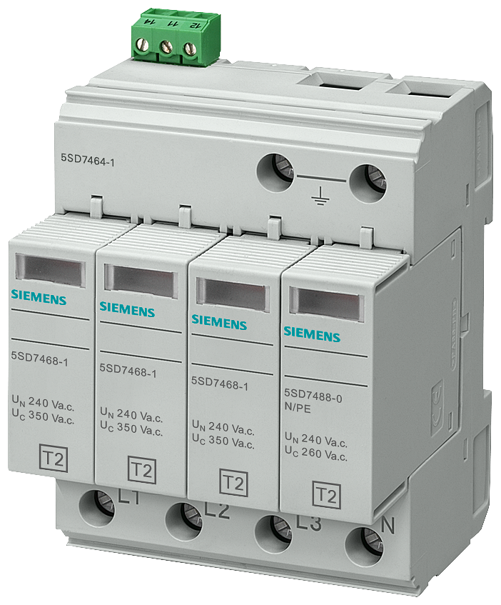 Siemens 5SD7464-1 C SINIFI 4 KUTUPLU ENVERSÖR KONTAKLI TT VE TN-S SİSTEMLERİ İÇİN 3+1 DEVRELİ AŞIRI GERİLİM SINIRLAYICISI PARAFUDR