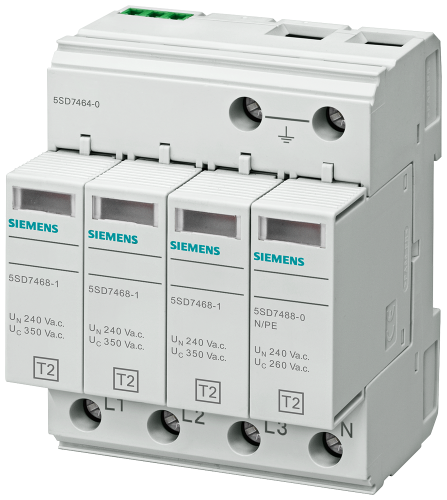 Siemens 5SD7464-0 C SINIFI 4 KUTUPLU TT VE TN-S SİSTEMLERİ İÇİN 3+1 DEVRELİ AŞIRI GERİLİM SINIRLAYICISI PARAFUDR