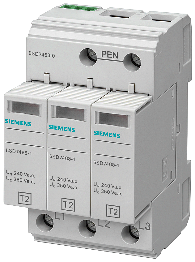 Siemens 5SD7463-0 C SINIFI 3 KUTUPLU TN-C SİSTEMLERİ İÇİN 3+0 DEVRELİ AŞIRI GERİLİM SINIRLAYICISI PARAFUDR
