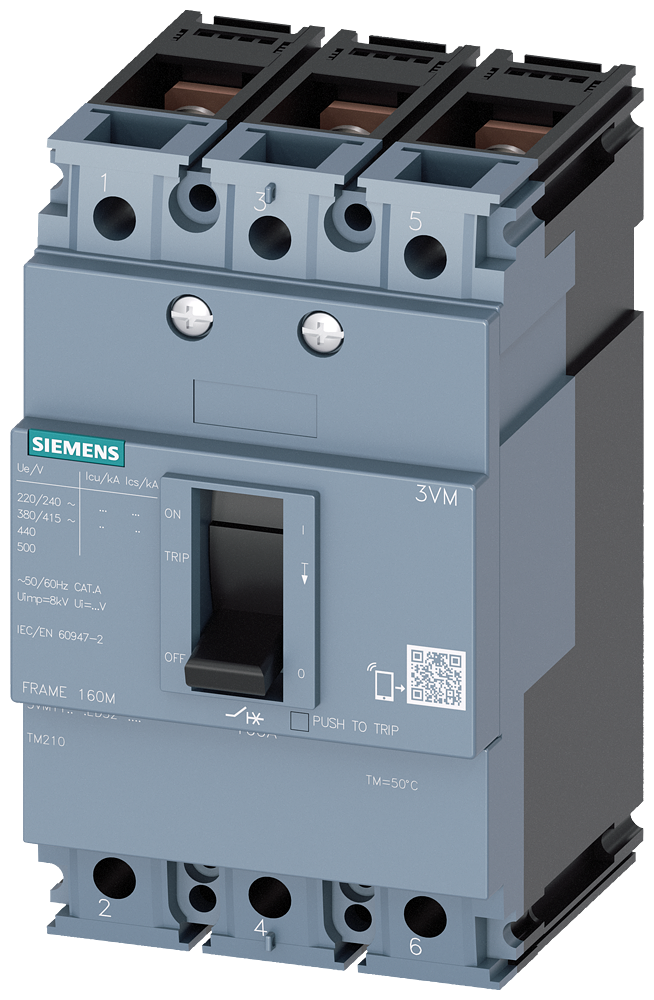 Siemens 3VM1112-4ED32-0AA0 SENTRON SERİSİ KOMPAKT TİP GÜÇ ŞALTERİ;3VM11, 36kA, 125A, TM210, FTFM, SABİT TERMİK SABİT MANYETİK, 3 KUTUPLU