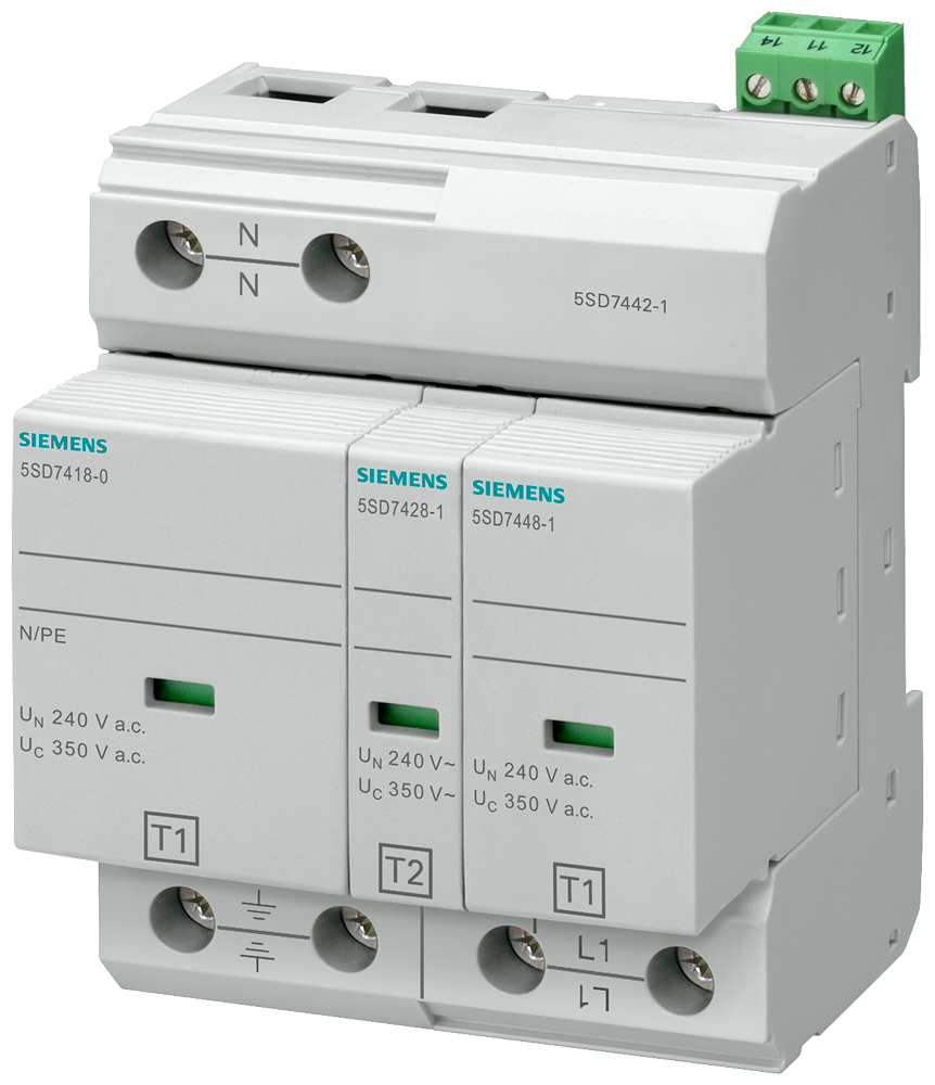 Siemens 5SD7442-1 B VE C SINIFI 2 KUTUPLU TT VE TN-S SİSTEMLERİ İÇİN KOMBİNE PARAFUDR
