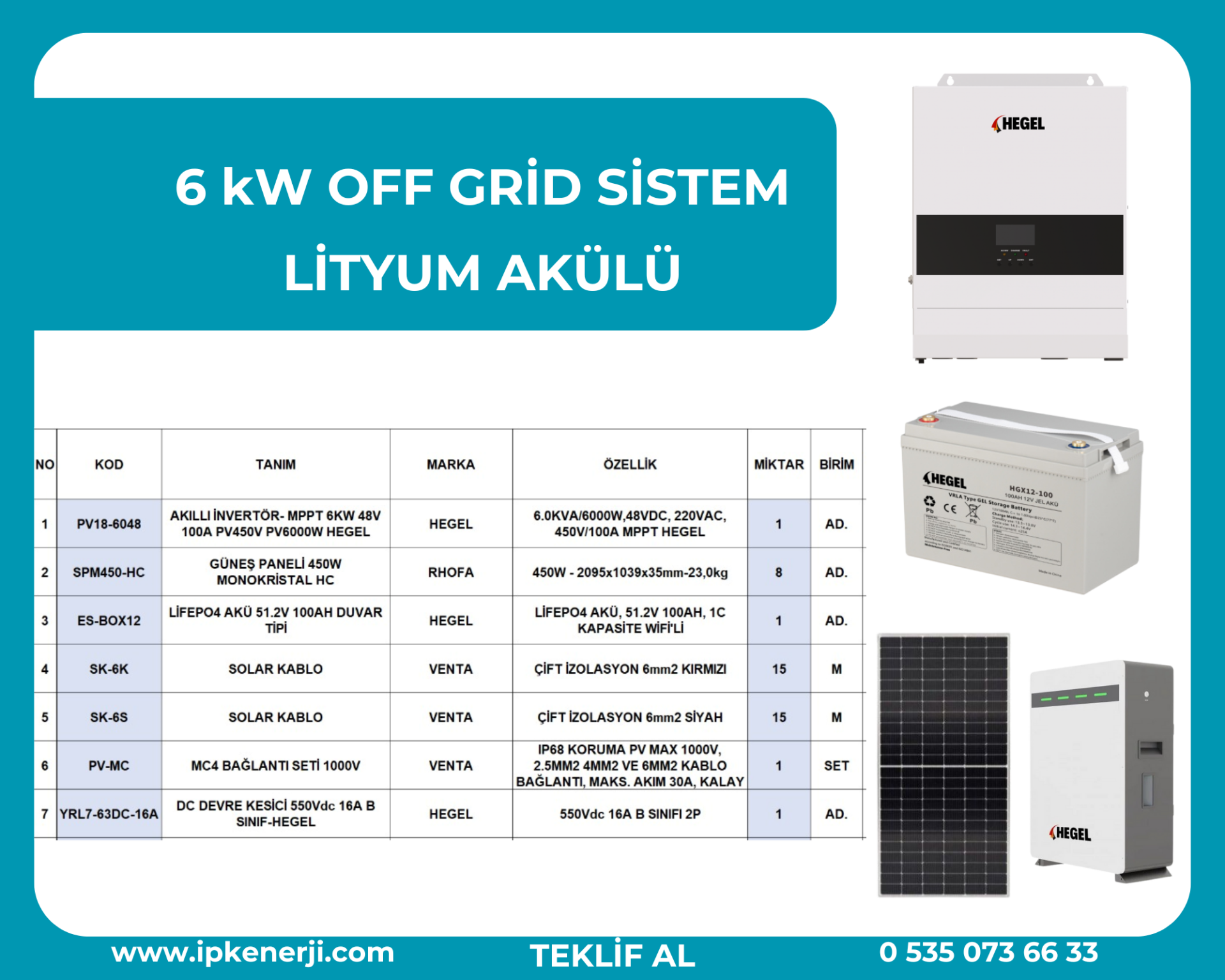 6 kW OFF GRİD SİSTEM - LİTYUM AKÜLÜ