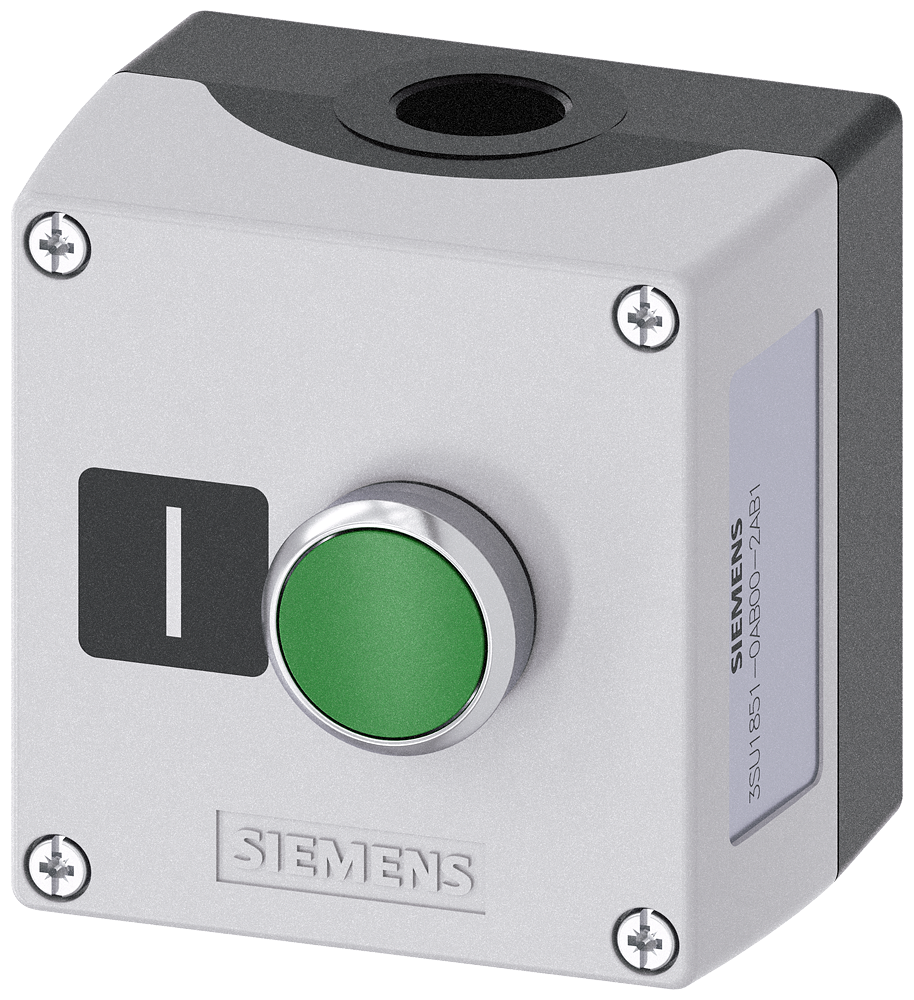 Siemens 3SU1851-0AB00-2AB1 Sirius ACT Kutulu Buton Setleri Metal etanj kutusu 1 yeşil buton 1NO kontak
