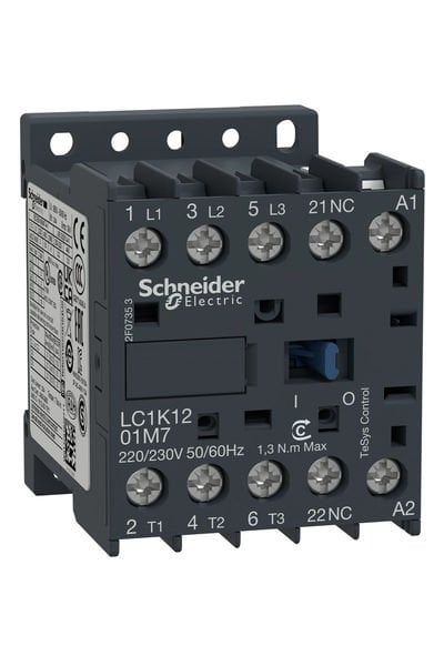 Schneider (LC1K1201F7) TeSys K Kontaktör 3P 12A AC3 110VAC 1NK