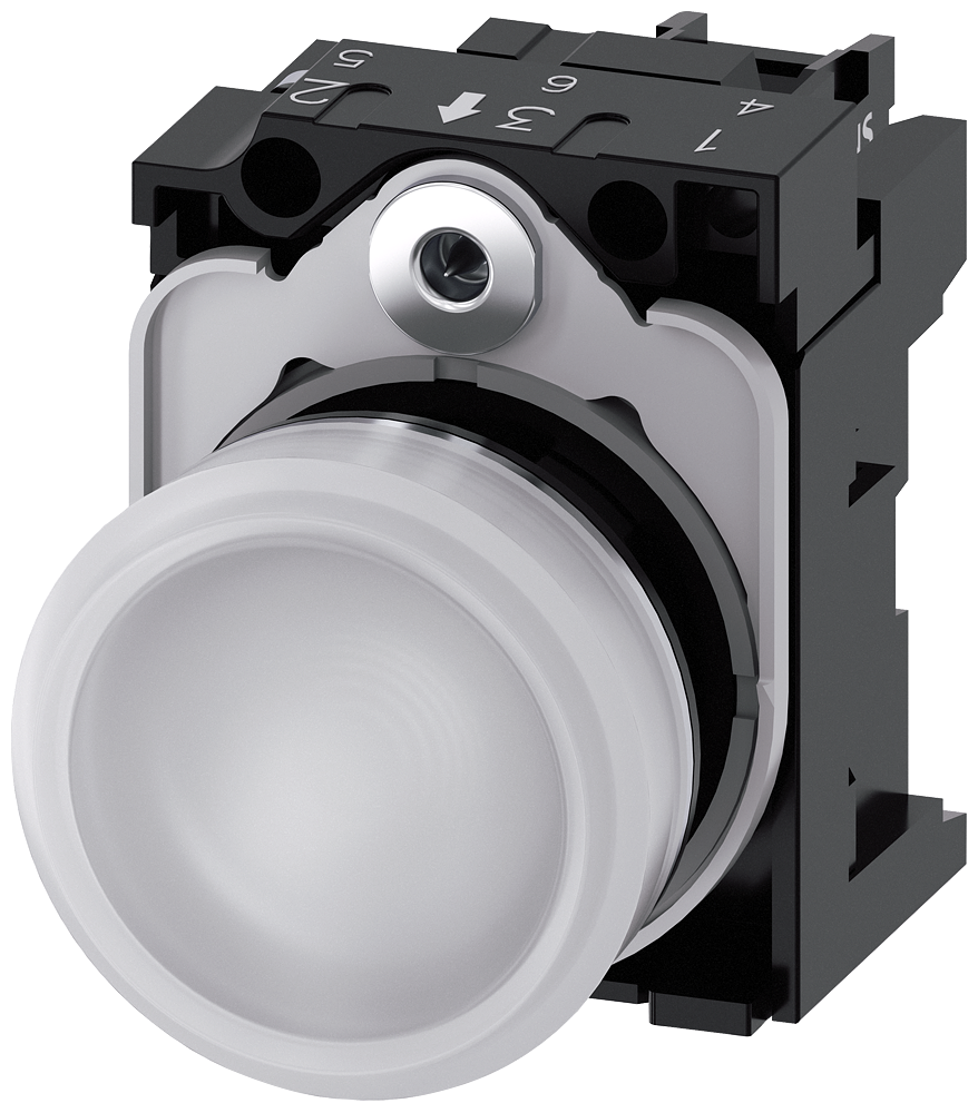 Siemens 3SU1156-6AA60-1AA0 Sirius ACT Metal Komple Sinyal Lambalar Beyaz 230 AC
