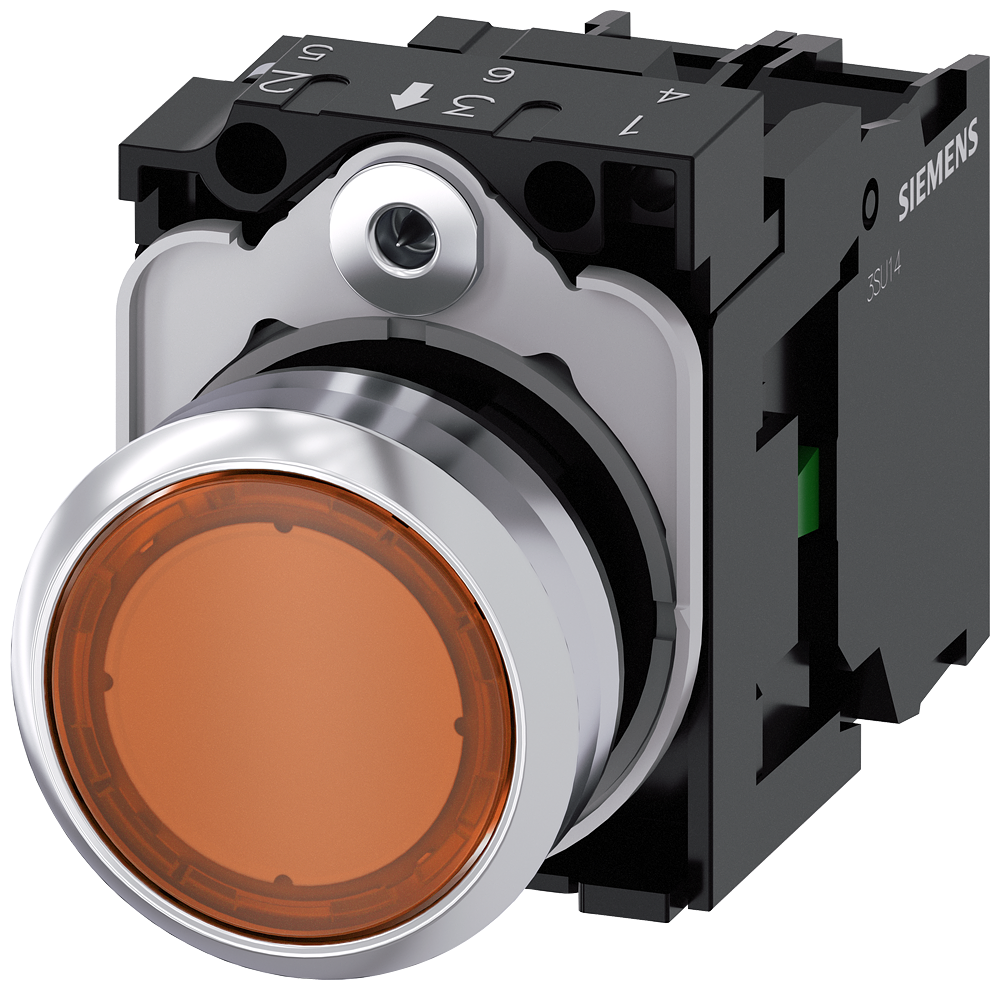 Siemens 3SU1156-0AB00-1BA0 Sirius ACT Metal Komple Işıklı Yay Dönüşlü Butonlar Kehribar 230 AC 1NO