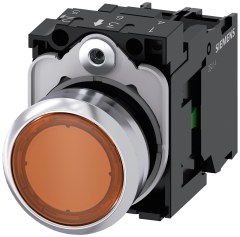 Siemens 3SU1156-0AB00-1BA0 Sirius ACT Metal Komple Işıklı Yay Dönüşlü Butonlar Kehribar 230 AC 1NO