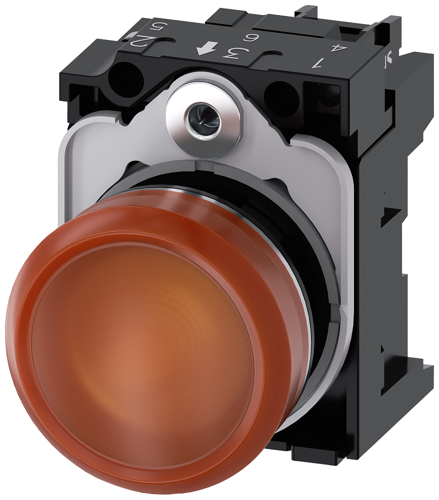 Siemens 3SU1152-6AA00-1AA0 Sirius ACT Metal Komple Sinyal Lambalar Kehribar 24 AC/DC