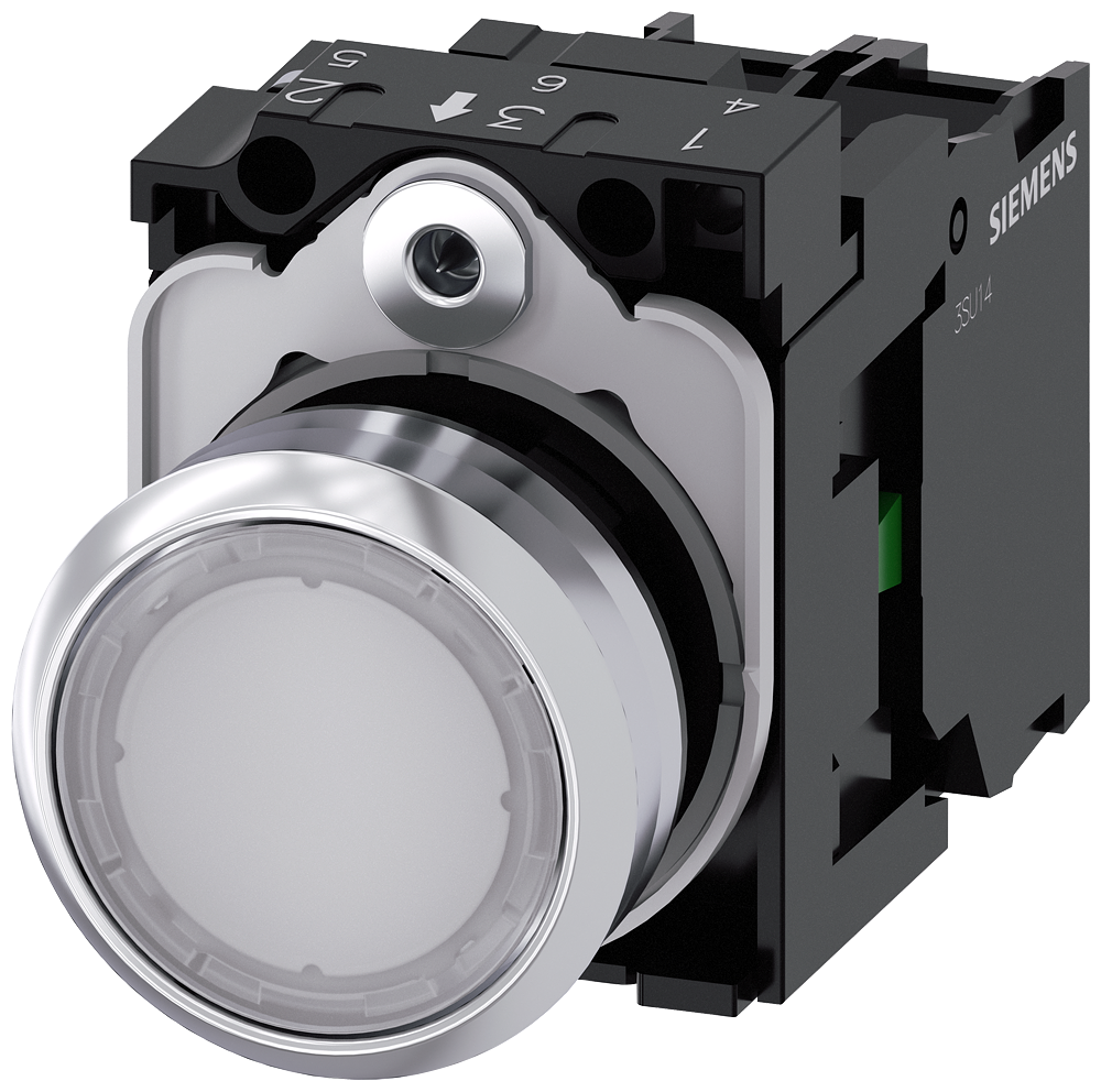 Siemens 3SU1152-0AB60-1BA0 Sirius ACT Metal Komple Işıklı Yay Dönüşlü Butonlar Beyaz 24 AC/DC 1NO