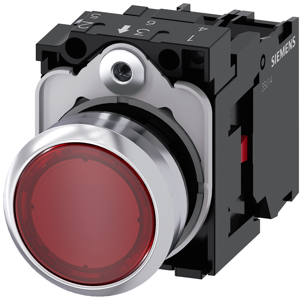 Siemens 3SU1152-0AB20-1CA0 Sirius ACT Metal Komple Işıklı Yay Dönüşlü Butonlar Kırmızı 24 AC/DC 1NC