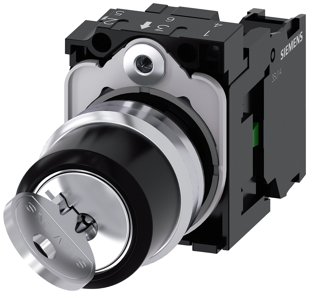 Siemens 3SU1150-4BF11-1BA0 Sirius ACT Metal RONIS 0-1 pozisyonlu kilitli mandal buton 1NO