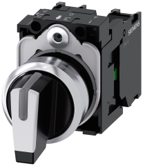 Siemens 3SU1150-2BM60-1NA0 Sirius ACT Metal 1-0-2 pozisyonlu ışıklandırılabilir yay dönüşlü mandal buton 1NO, 1NO