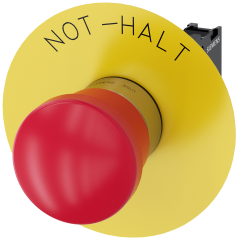 Siemens 3SU1150-1HA20-1CH0 Sirius ACT Metal Çek-Kur 1NC “NOT-HALT” plakalı Komple Acil Stop Mantar Butonlar 40mm
