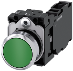 Siemens 3SU1150-0AB40-1FA0 SIRIUS ACT metal yeşil yay dönüşlü 1NO-1NC buton