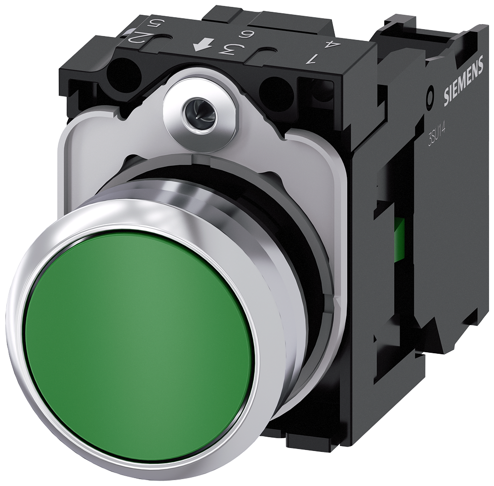 Siemens 3SU1150-0AB40-1BA0 Sirius ACT Metal Komple Yay Dönüşlü Butonlar Yeşil