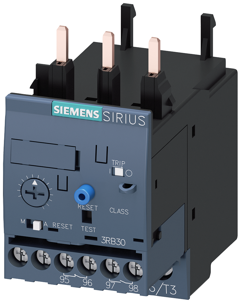 Siemens 3RB3026-1QB0 SIRIUS ELEKTRONİK AŞIRI AKIM RÖLESİ;  6-25A; CLASS 10 ÇALIŞMA SINIFI; 1NO+1NC Y. KONTAK; TEST FONKSİYONU; EL/OTOMATİK; UZAKTAN RESET; KONUM GÖSTERGESİ; KENDİNDEN BESLEMELİ; RAYA MONTAJ; FAZDAKİ DÜŞME VE ASİMETRİYE DUYARLI; 10SN'YE KAD
