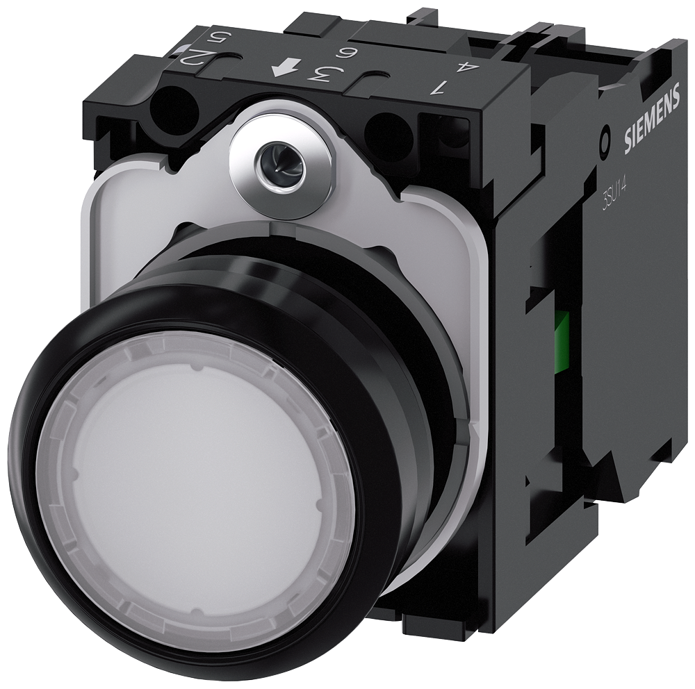 Siemens 3SU1106-0AB60-1BA0 Sirius ACT Plastik Beyaz Komple ışıklı Yay Dönüşlü Butonlar 230 AC 1NO