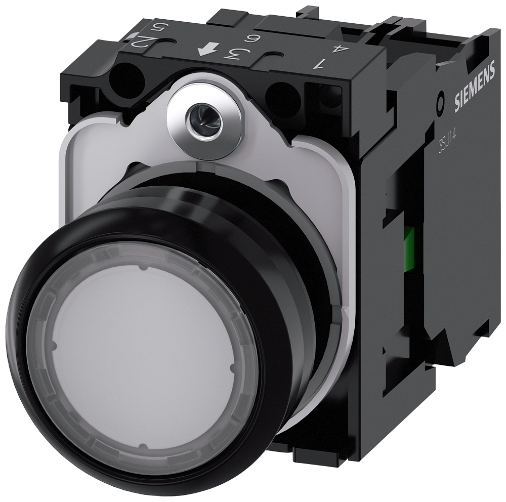 Siemens 3SU1102-0AB70-1BA0 Sirius ACT Plastik Renksiz Komple ışıklı Yay Dönüşlü Butonlar 24 AC/DC 1NO