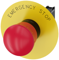Siemens 3SU1100-1HB20-1CG0 Sirius ACT Plastik Çevir-Kur 1NC “EMERGENCY STOP” plakalı Komple Acil Stop Mantar Butonlar 40mm