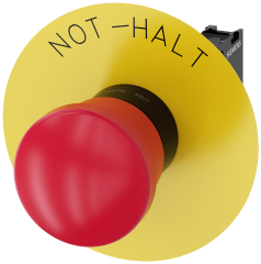 Siemens 3SU1100-1HA20-1CH0 Sirius ACT Plastik Çek-Kur 1NC “NOT-HALT” plakalı Komple Acil Stop Mantar Butonlar 40mm